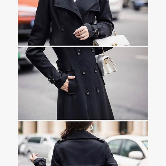 NWT Women's Posh Double Breasted Duster Slim Full Length Maxi Trench Coat - L - Picture 5 of 9